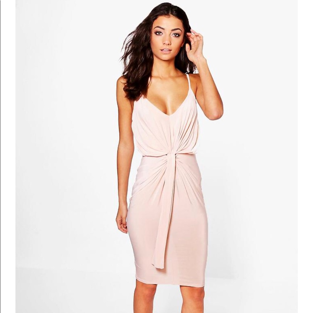 Boohoo slinky knot bodycon dress